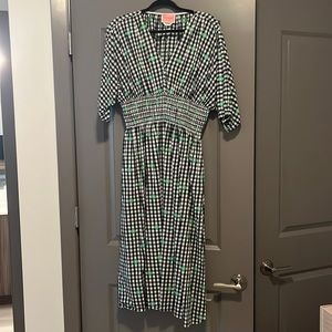Cotton midi gingham embroidered Kate Spade dress